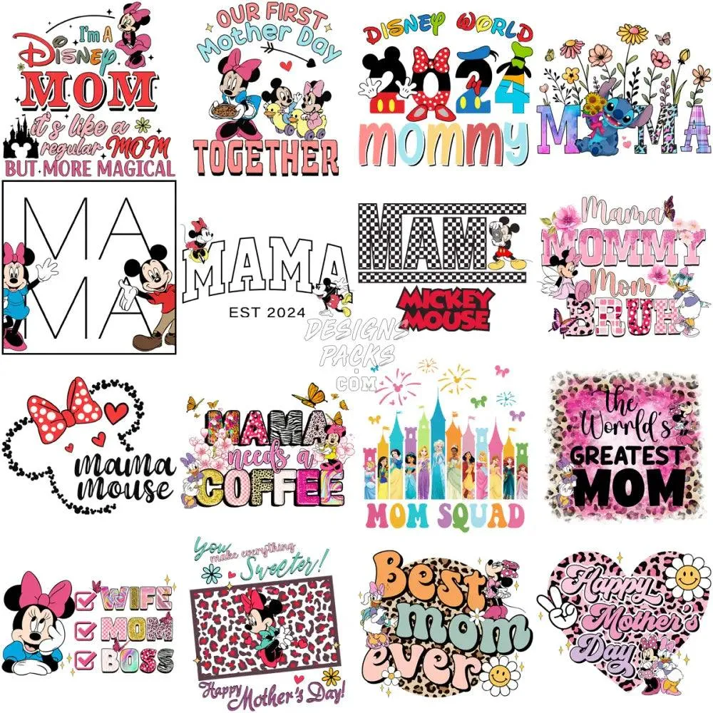 45 Cartoon Mom Mother's Day Designs Bundle PNG