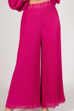 Alma Pleated Chiffon Wide Leg Pants