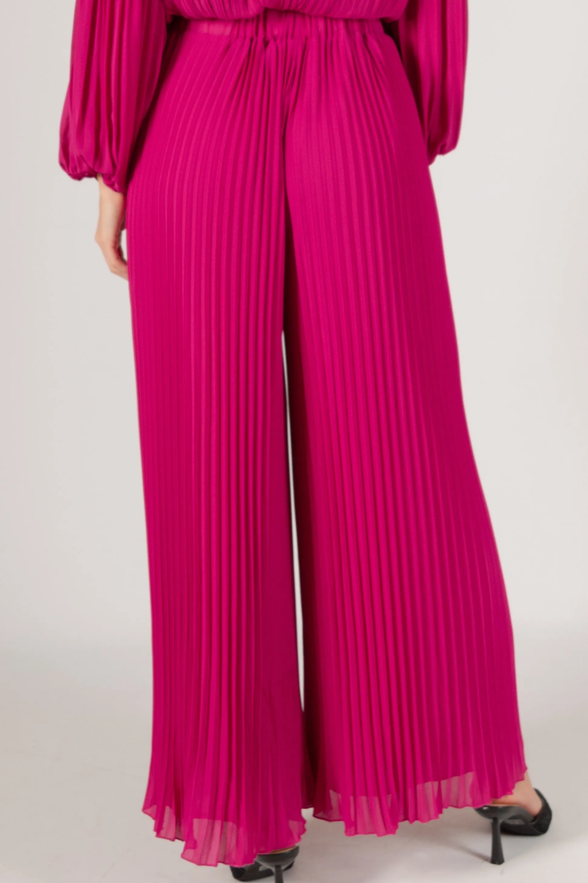 Alma Pleated Chiffon Wide Leg Pants
