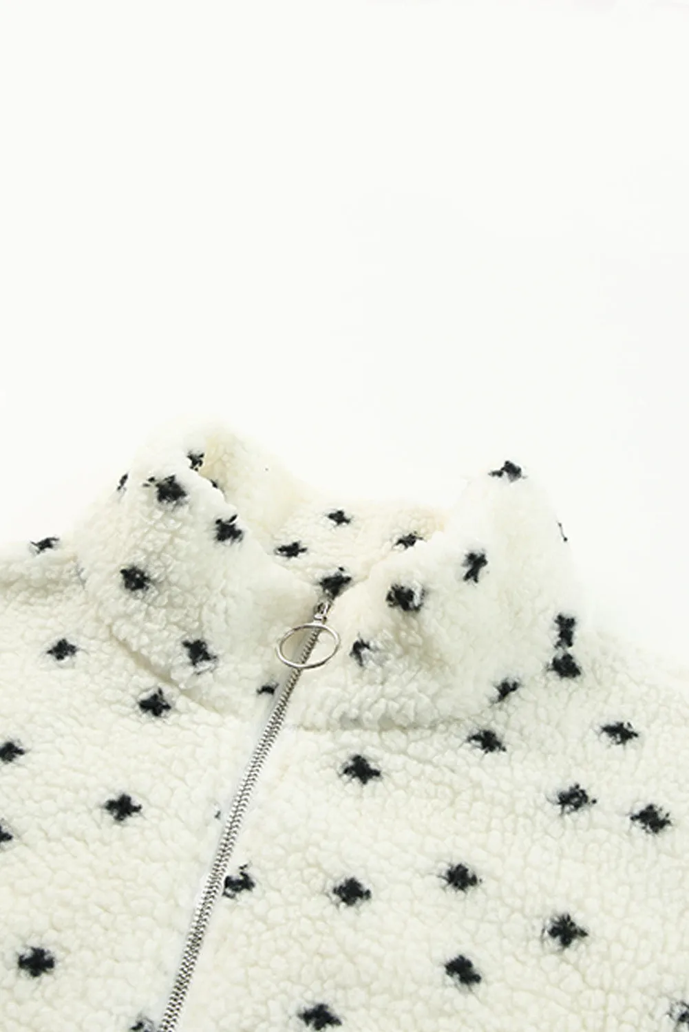 Apricot Tribal Printed Zipped Fleece Pullover Sweatshirt
