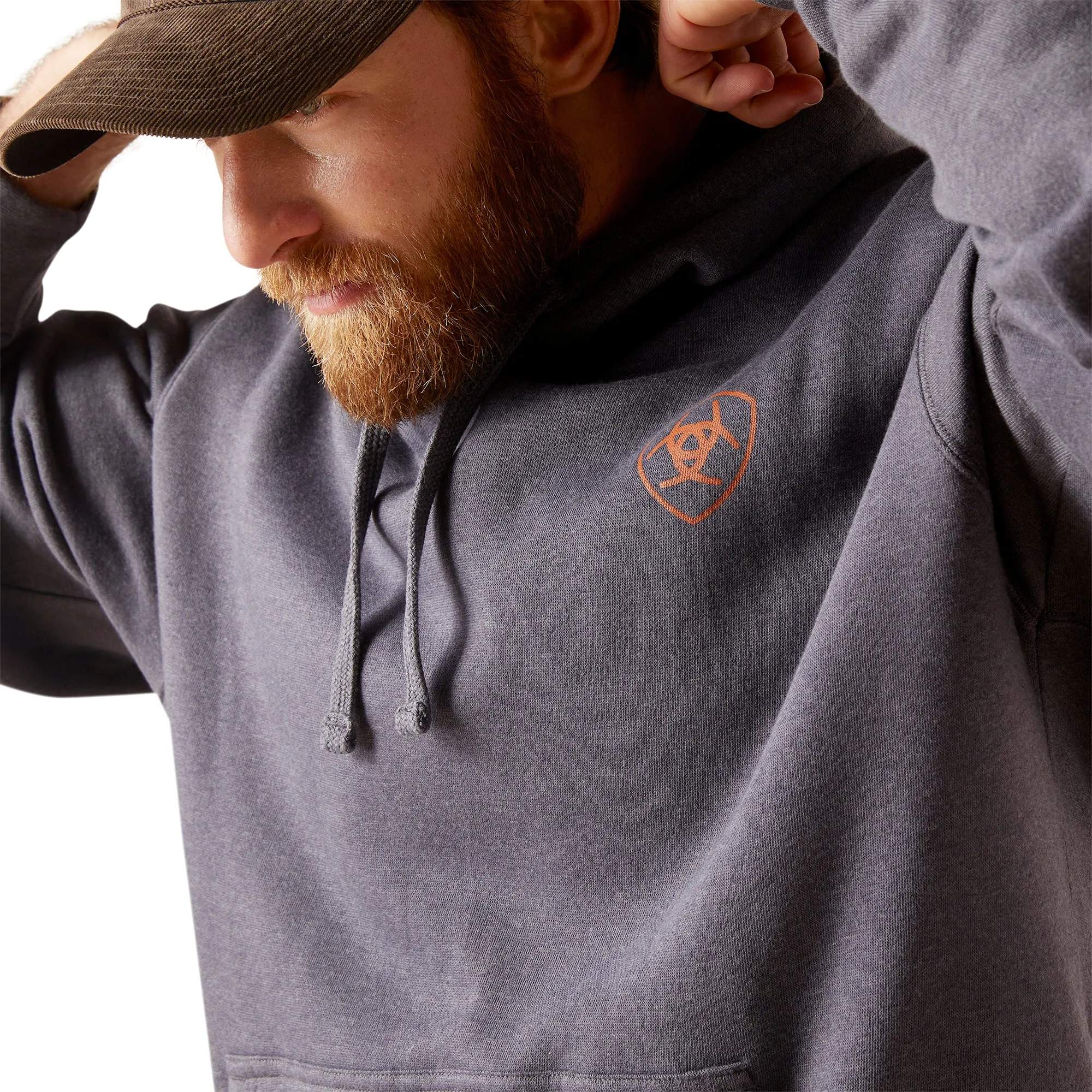 Ariat Men's Odyssey Grey Heather Logo Hoodie 10046166