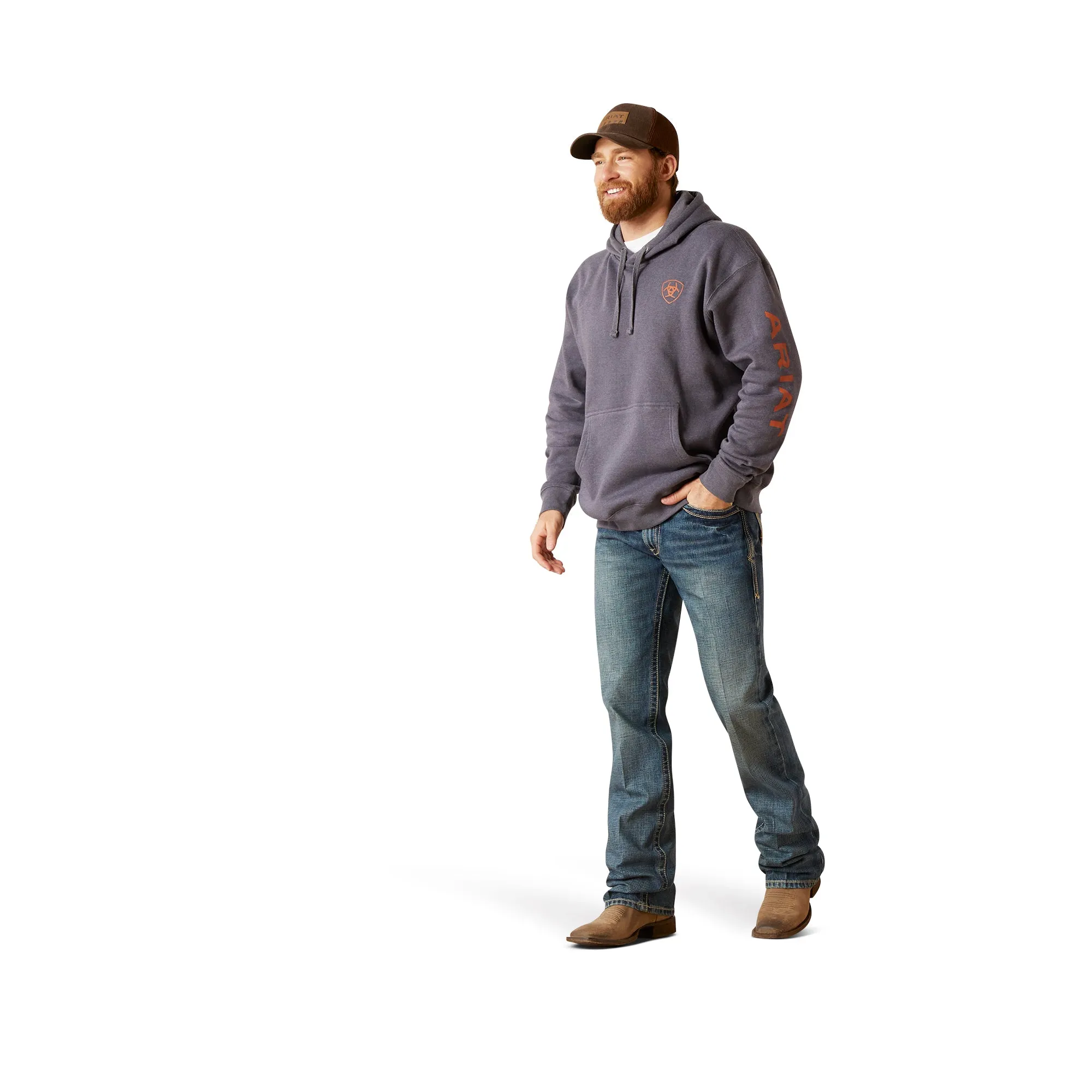 Ariat Men's Odyssey Grey Heather Logo Hoodie 10046166