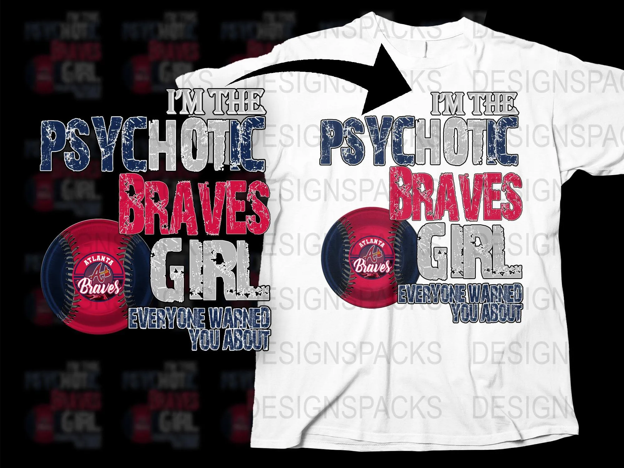 Atlanta Braves Psychotic Braves Girl Png Digital Download