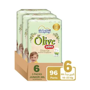 Baby Joy Olive Pants Mega Box - Size 6 - Junior XXL - 16-23 kg - 96 Diapers