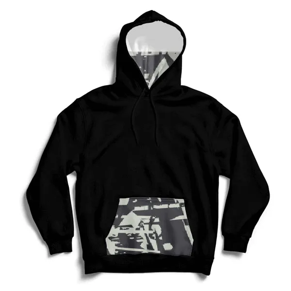 Black And White Unisex Pocket Hoodie