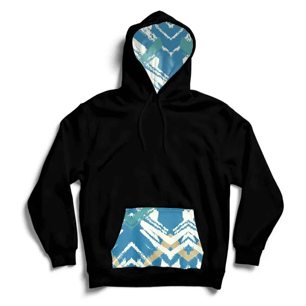 Blue Pattern Unisex Pocket Hoodie
