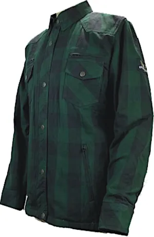Bores Lumberjack Premium Long Sleeve Motorcycle Shirt, Dark Green/Black