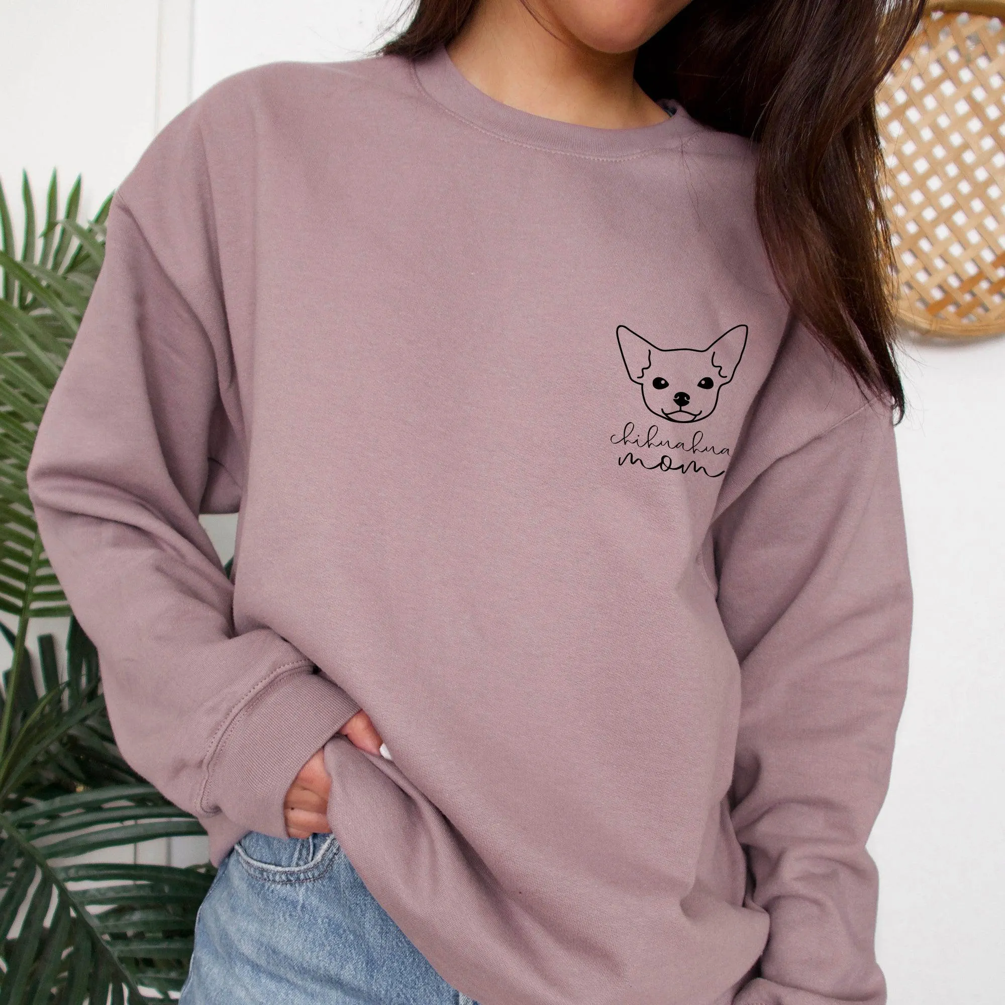 Chihuahua mom Classic Soft Sweatshirt (Left Chest)
