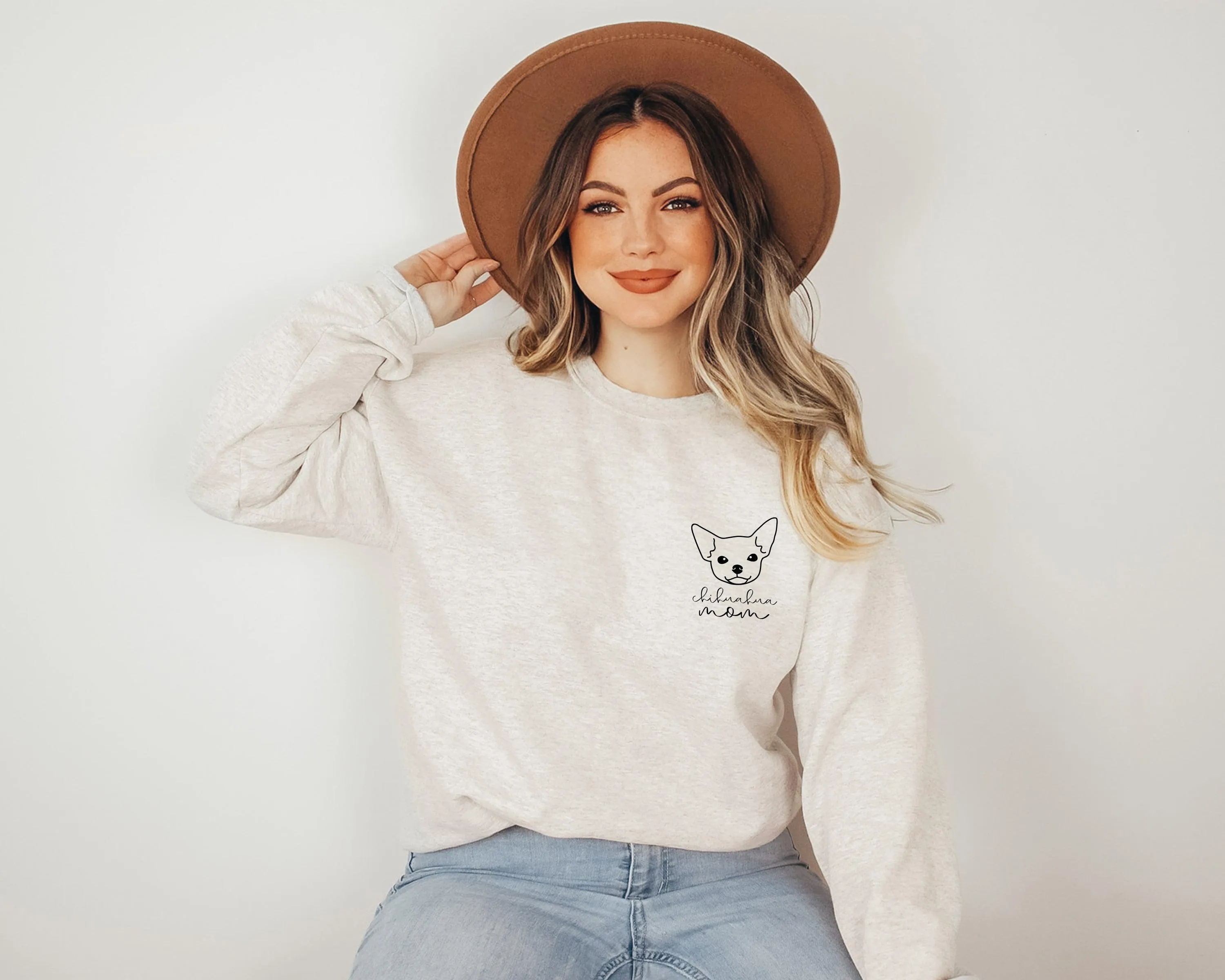Chihuahua mom Classic Soft Sweatshirt (Left Chest)