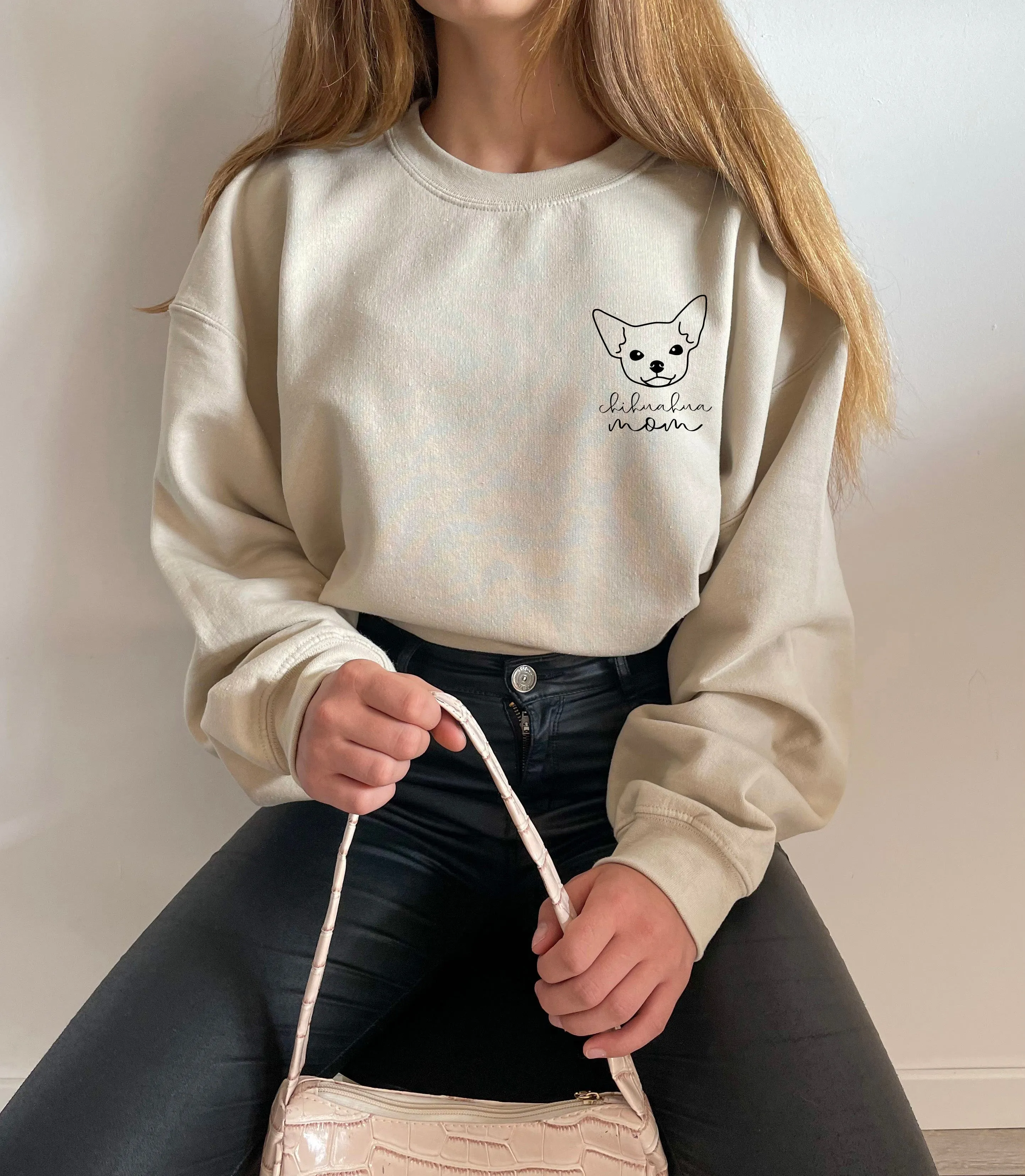 Chihuahua mom Classic Soft Sweatshirt (Left Chest)