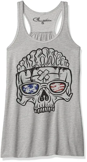 Clementine Women's Petite Plus Us Skull Printed Flowy Racerback Tank Top