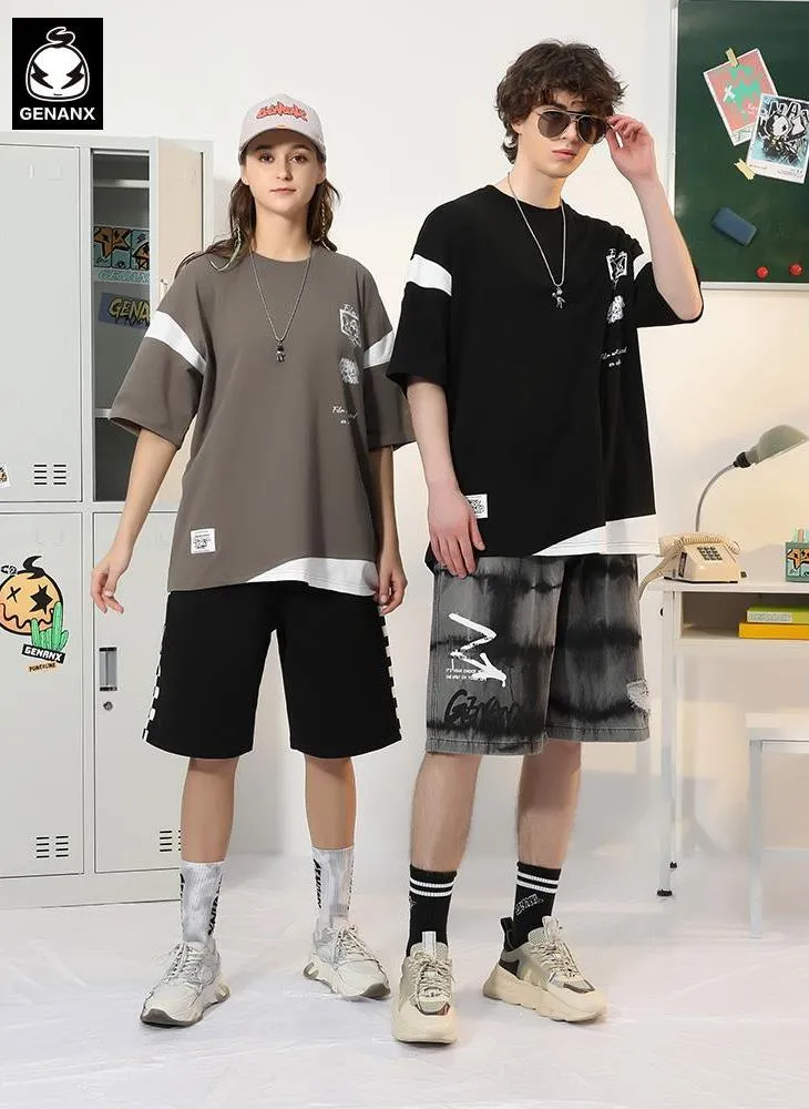 Color Block Cartoon Film Print T-Shirt