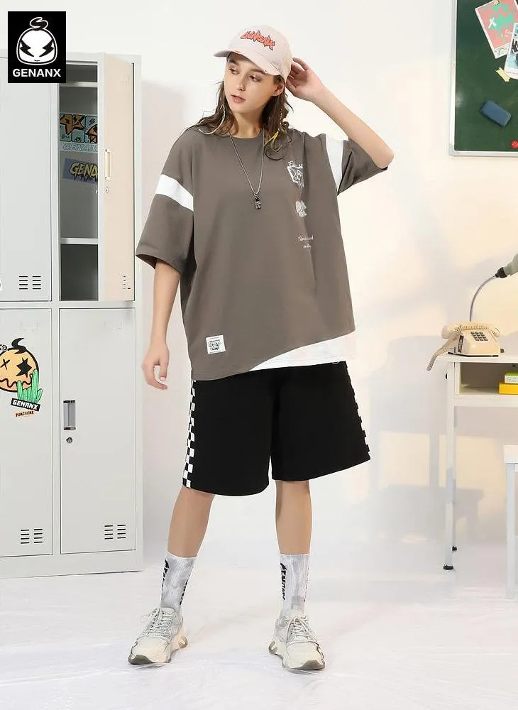 Color Block Cartoon Film Print T-Shirt