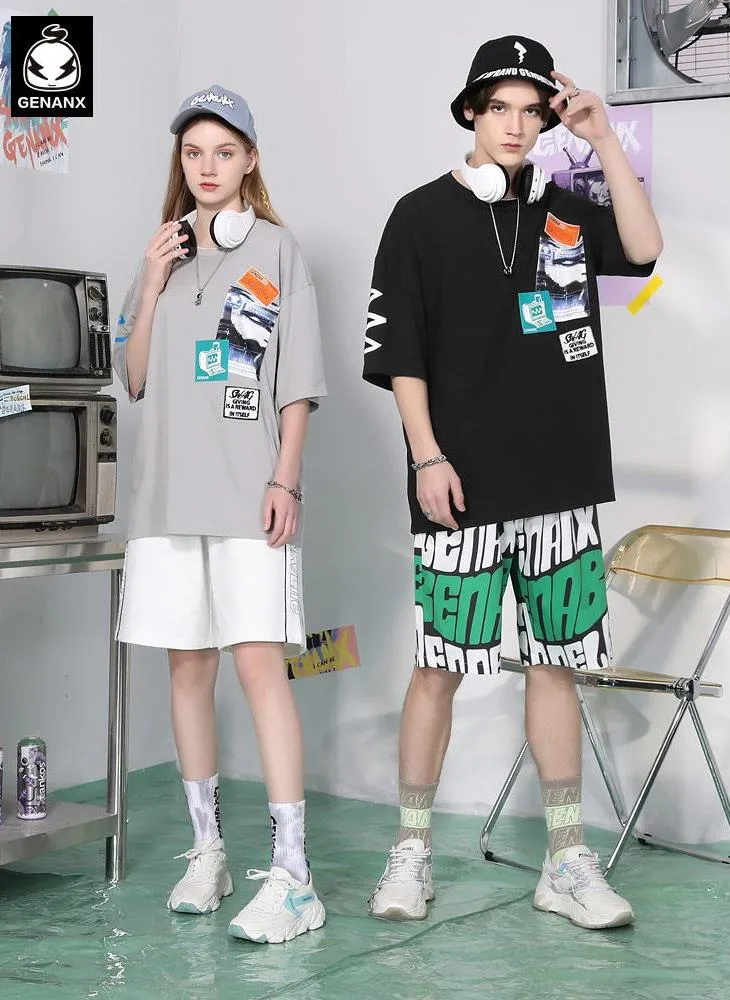 Contrast Color Double Layer Collar Cotton T-Shirt