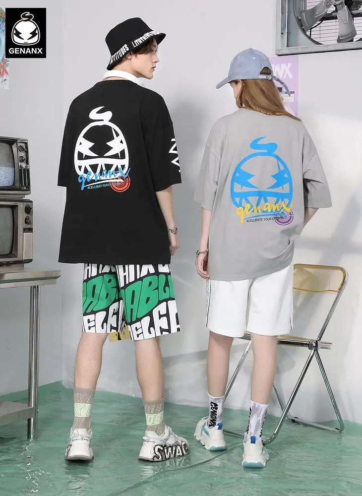 Contrast Color Double Layer Collar Cotton T-Shirt