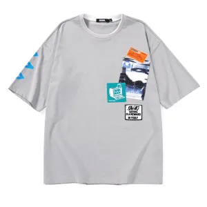 Contrast Color Double Layer Collar Cotton T-Shirt