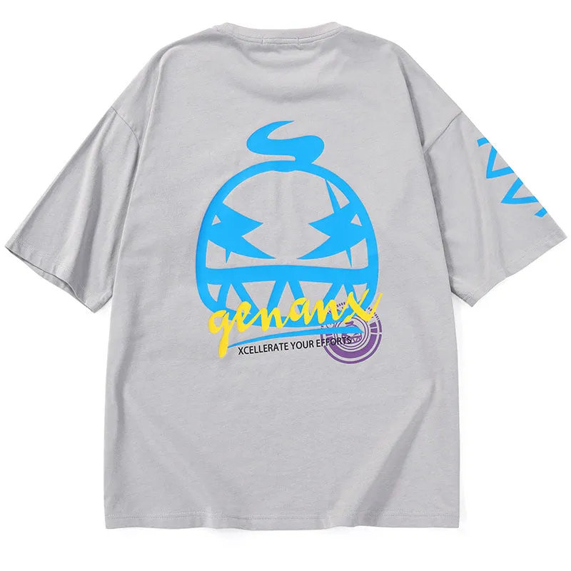 Contrast Color Double Layer Collar Cotton T-Shirt