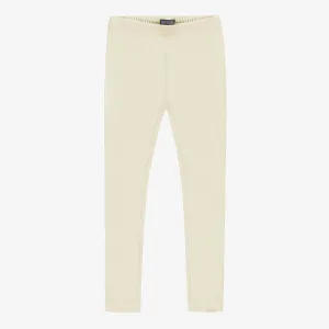 CREAM LONG LEGGING IN RIBBED KNIT, CHILD
