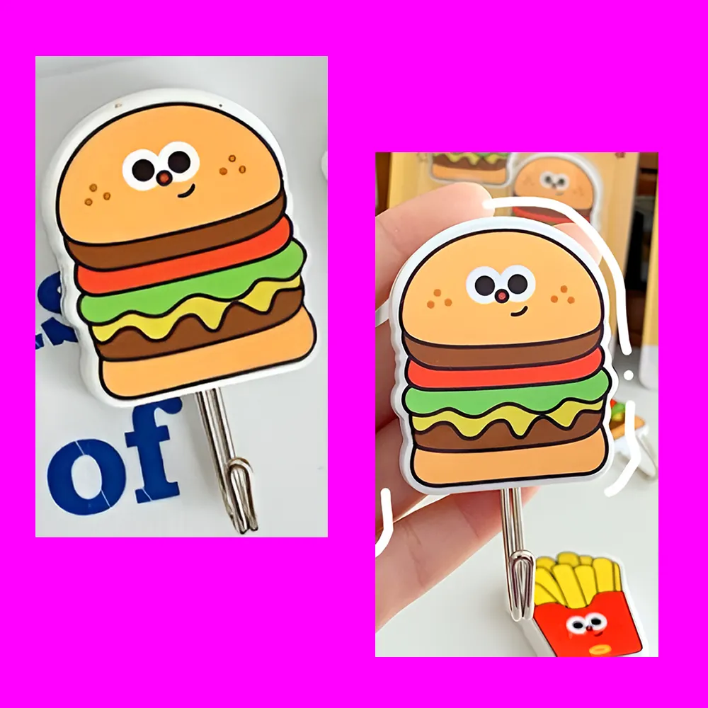 Cute Fast Food Hamburger Design Wall Mounted Hooks My-665-3