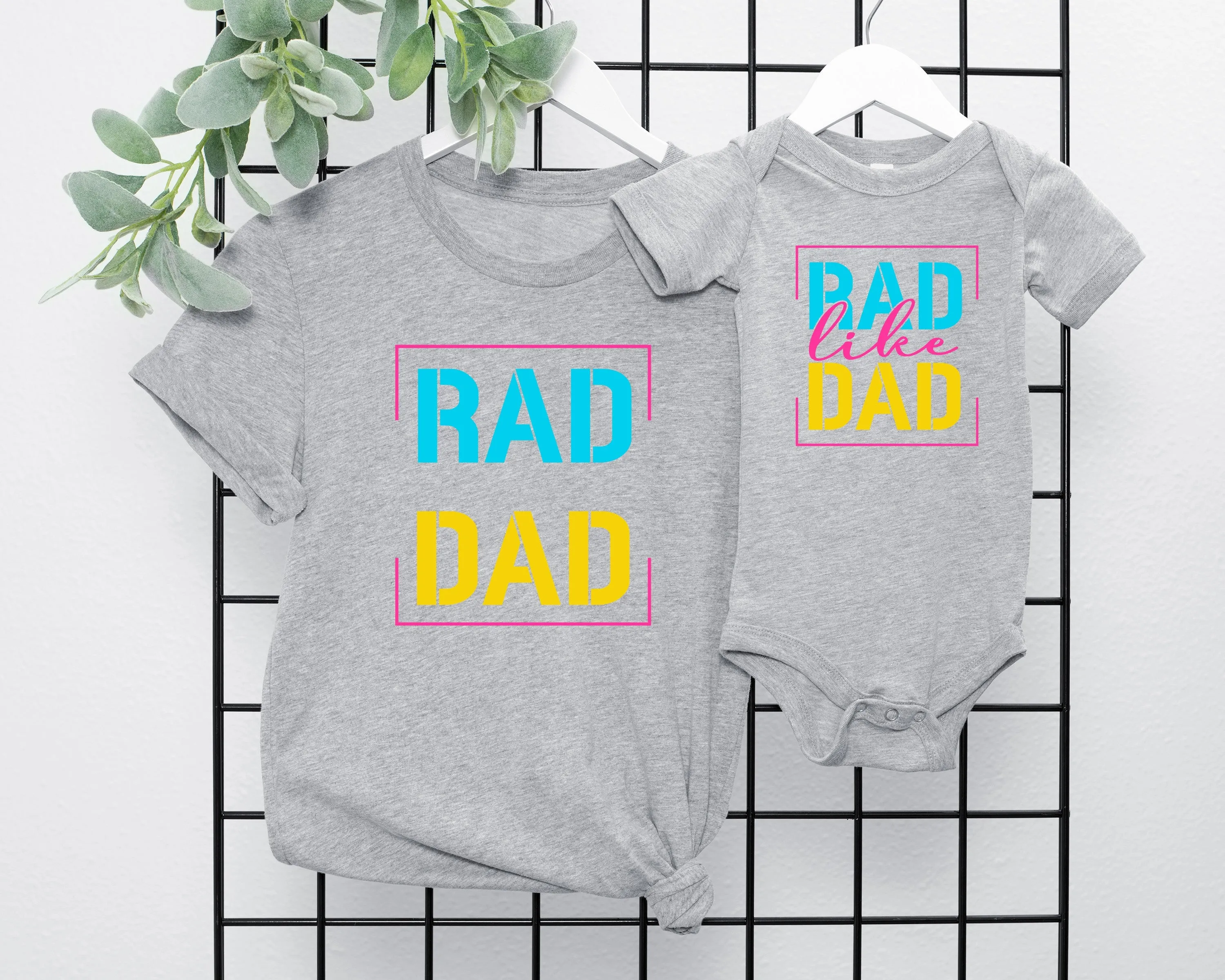 (Full Front Design) Rad Dad/Rad Like Dad, Father's Day Matching T-shirts.