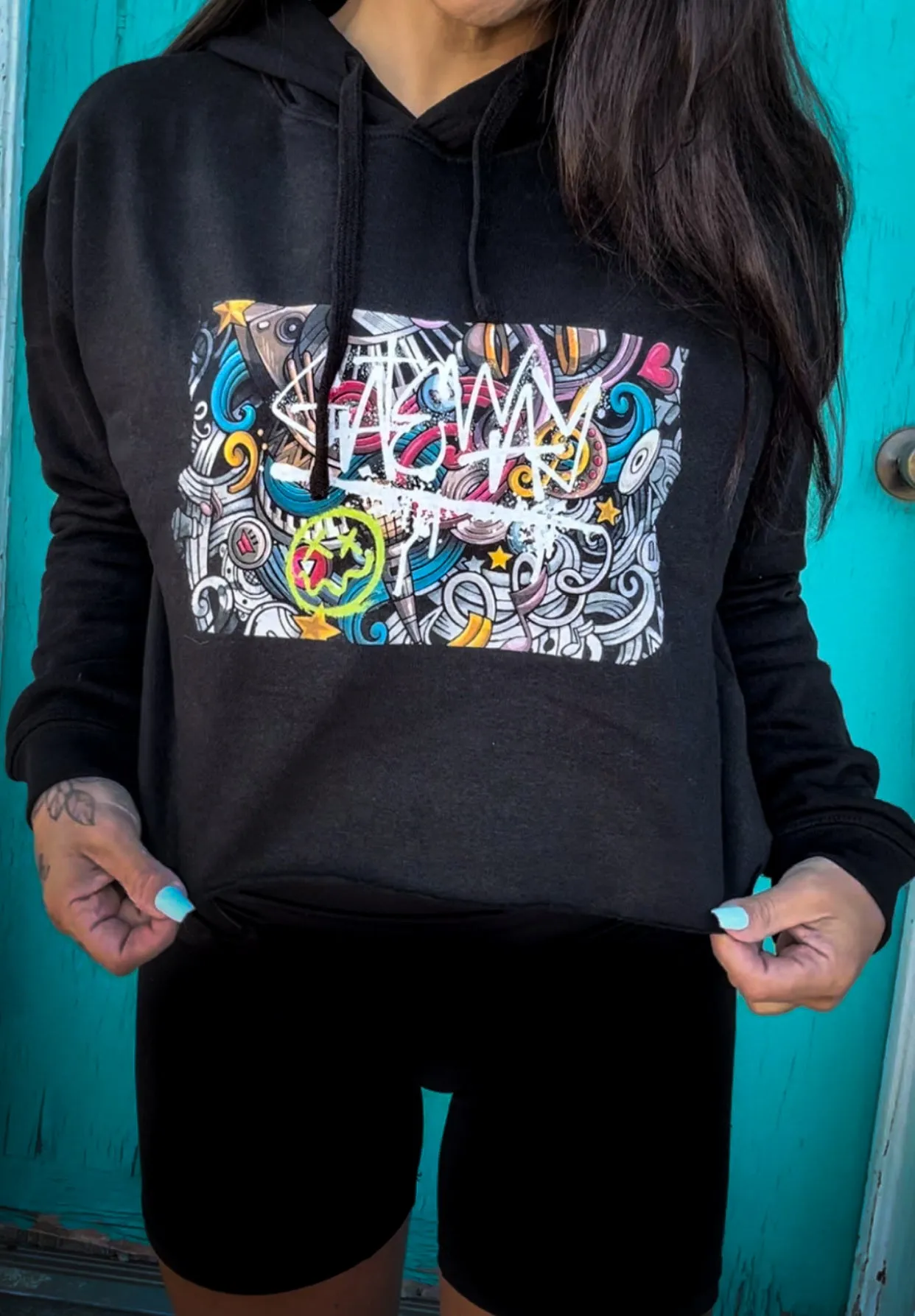 Graffiti Cropped Hoodie