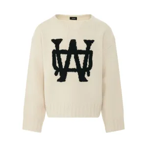 Hand Embroidered Knit sweater in Ivory