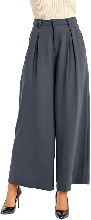 High Waisted Pants for Women Elastic Waist Lounge Trousers with Pockets Comfort Loose Fit Casual Palazzo Pants