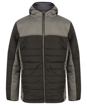 Hooded contrast padded jacket | Black/Gunmetal Grey