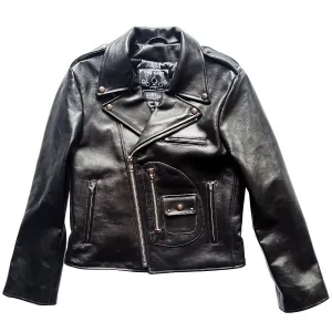 HORSEHIDE CROPPED AVENUE D BLACK LEATHER JACKET