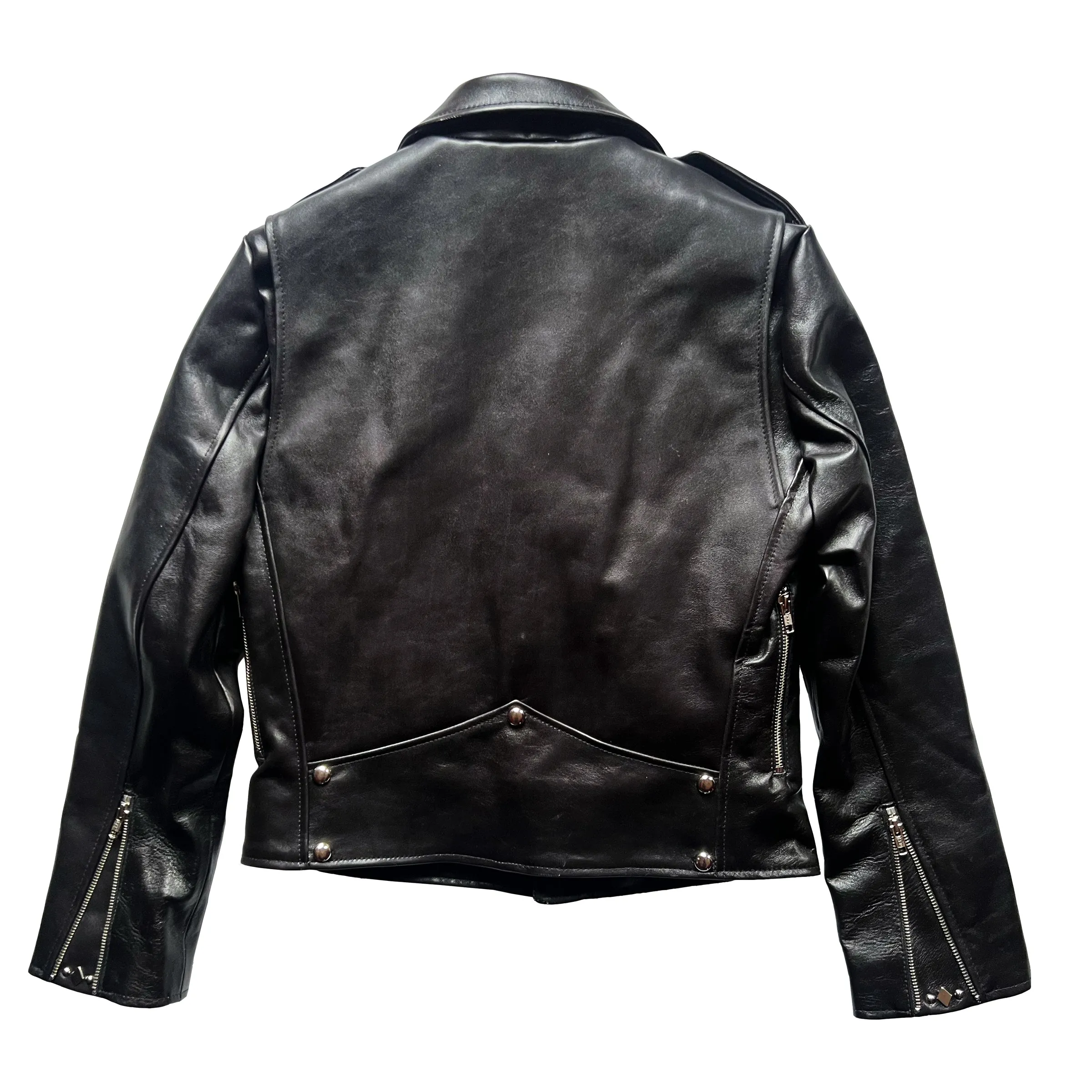 HORSEHIDE CROPPED AVENUE D BLACK LEATHER JACKET