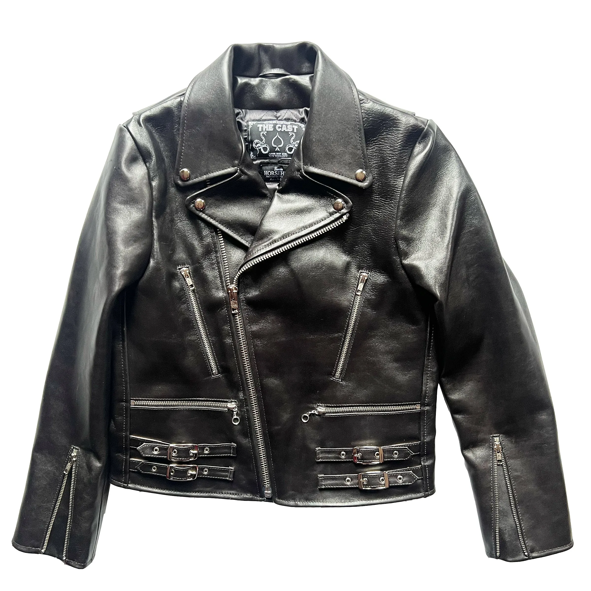 HORSEHIDE CROPPED ESSEX BLACK LEATHER JACKET