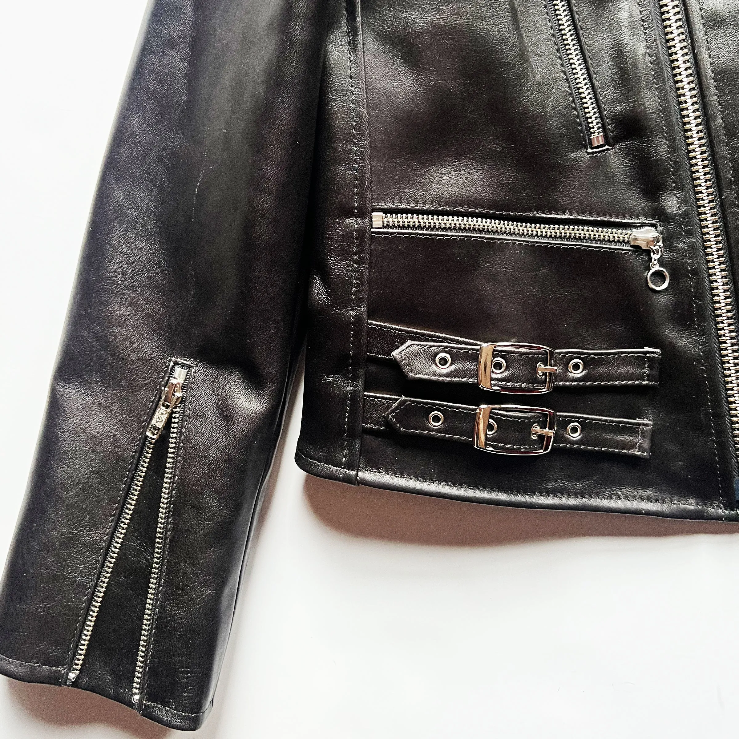 HORSEHIDE CROPPED ESSEX BLACK LEATHER JACKET
