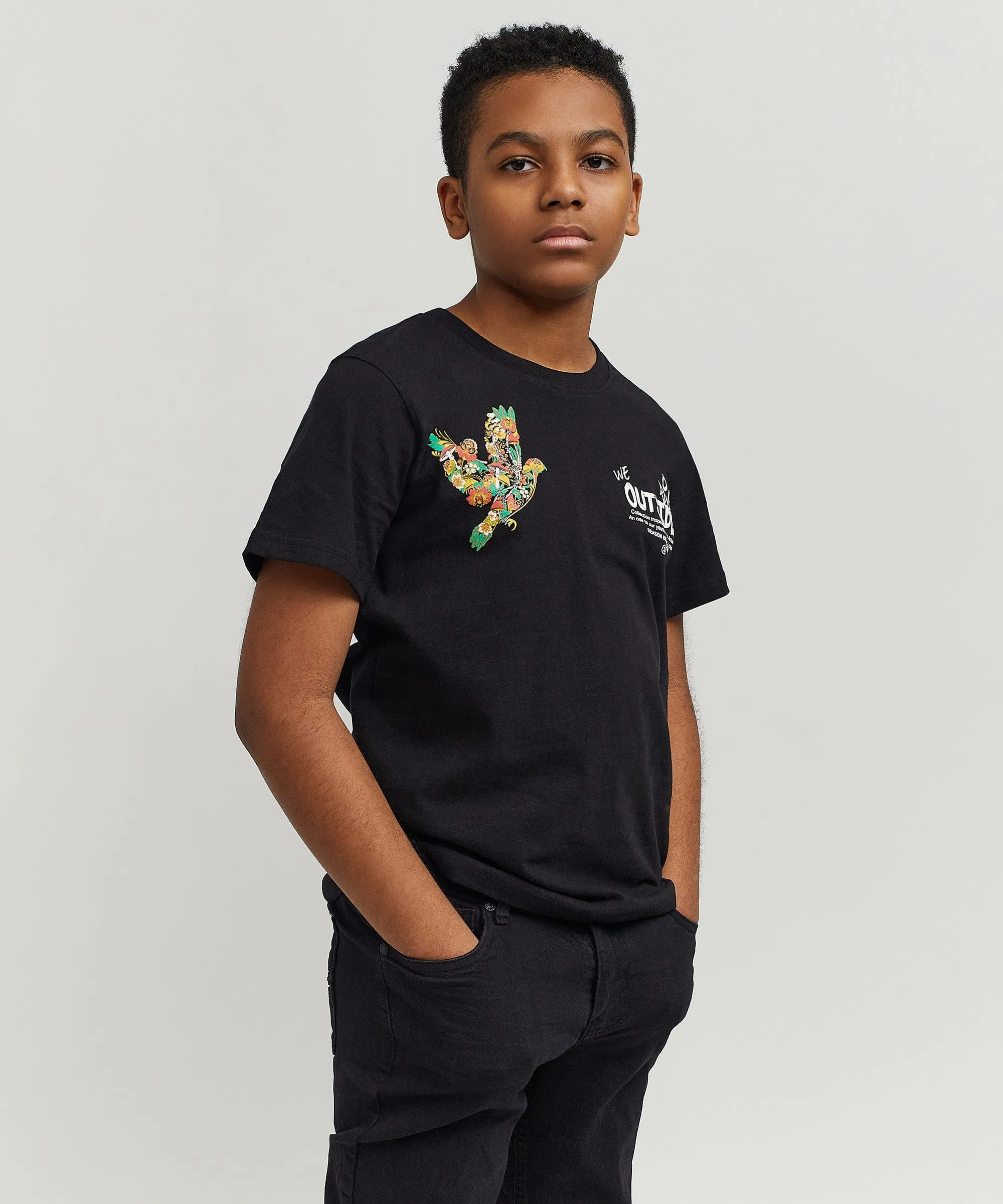 Kids We Outside Short Sleeve Tee - Black