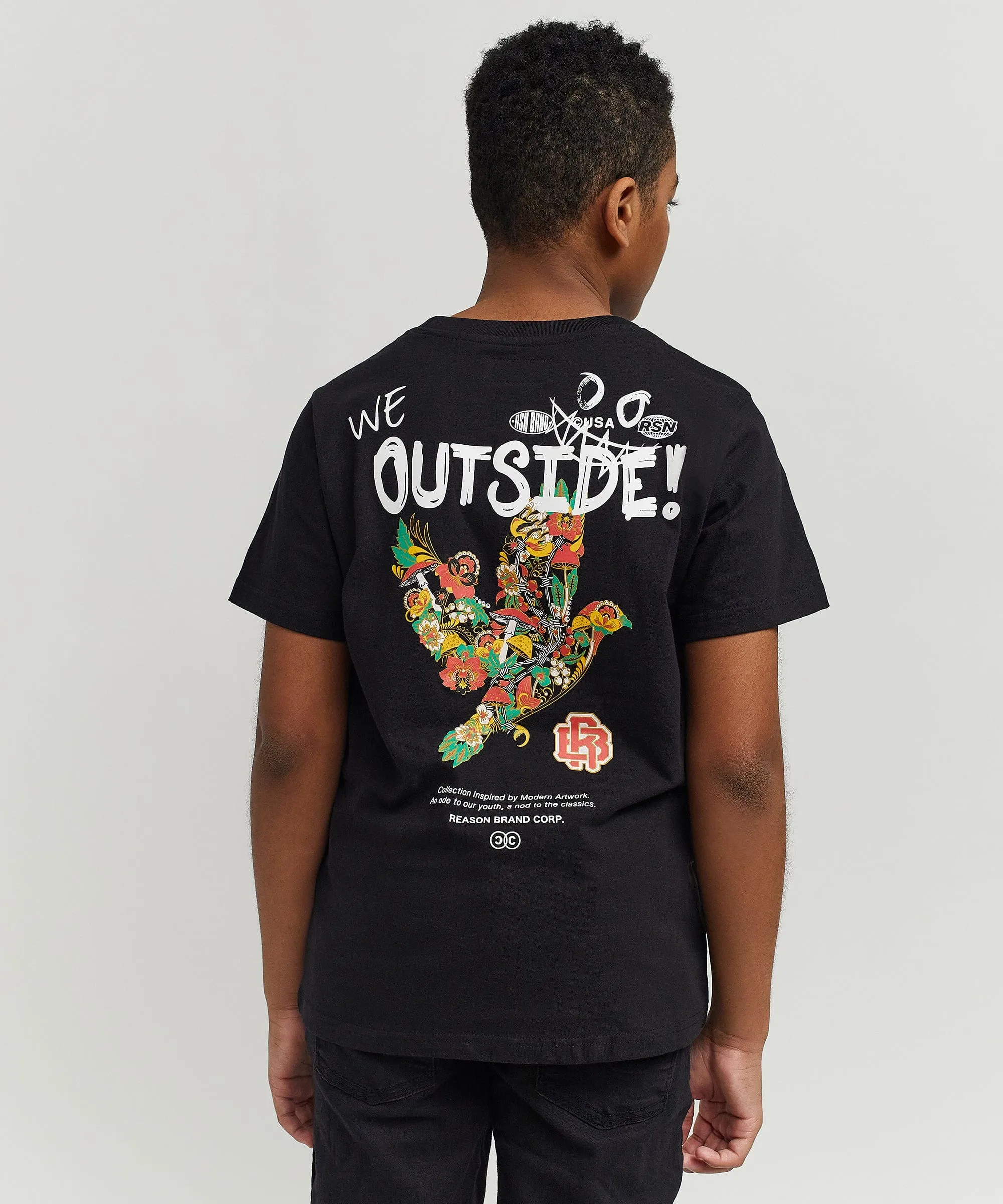 Kids We Outside Short Sleeve Tee - Black