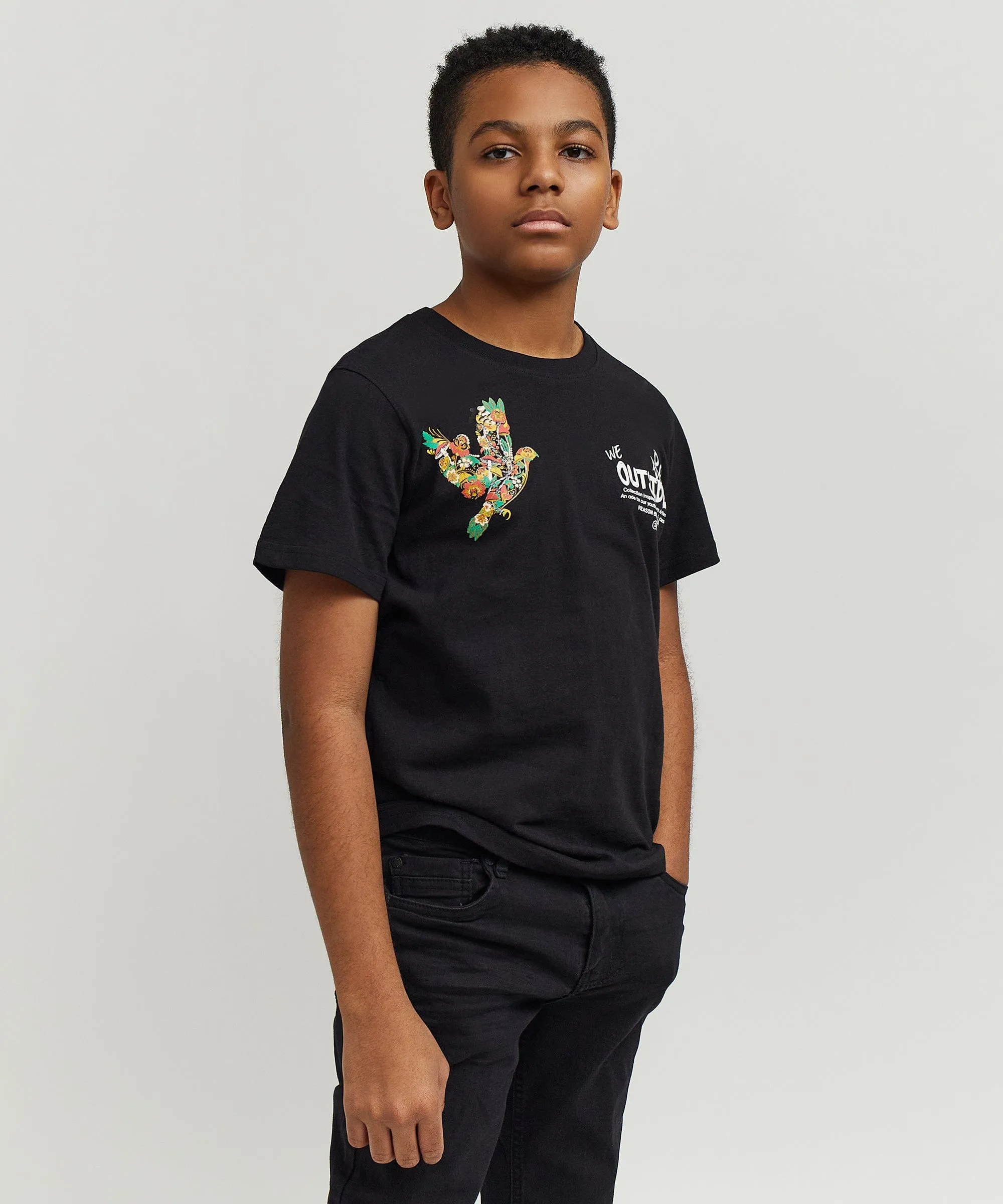 Kids We Outside Short Sleeve Tee - Black