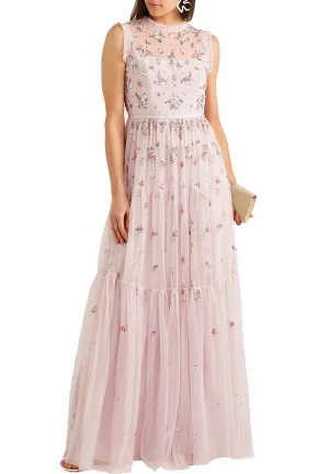 Lavender Rainbow Ditsy Embellished Tulle Gown (UK 10)