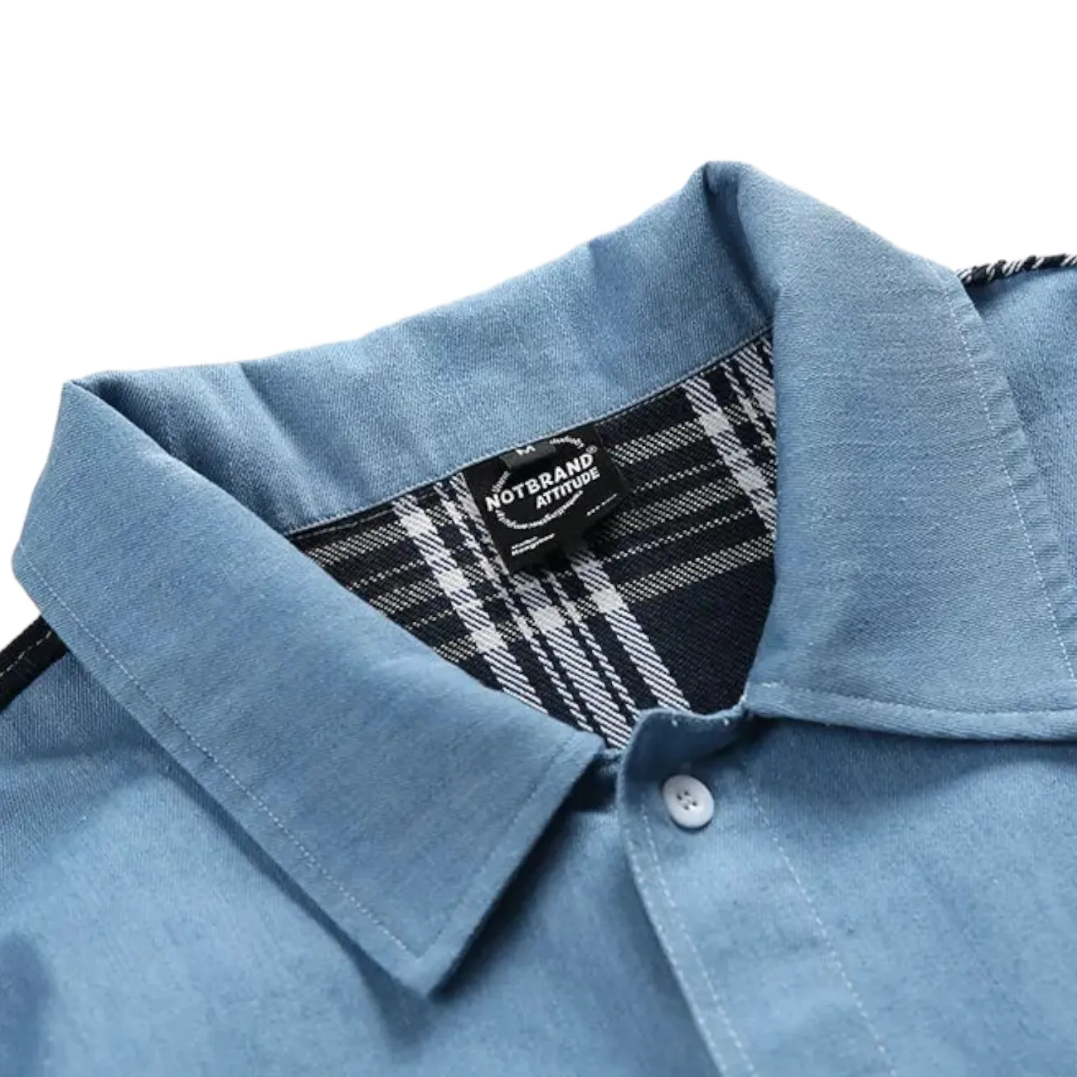 Loose fit chambray shirt with plaid back