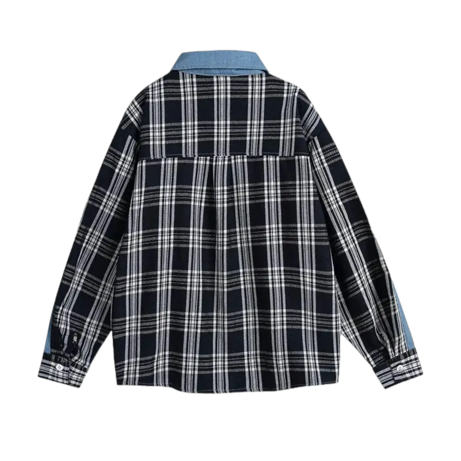 Loose fit chambray shirt with plaid back