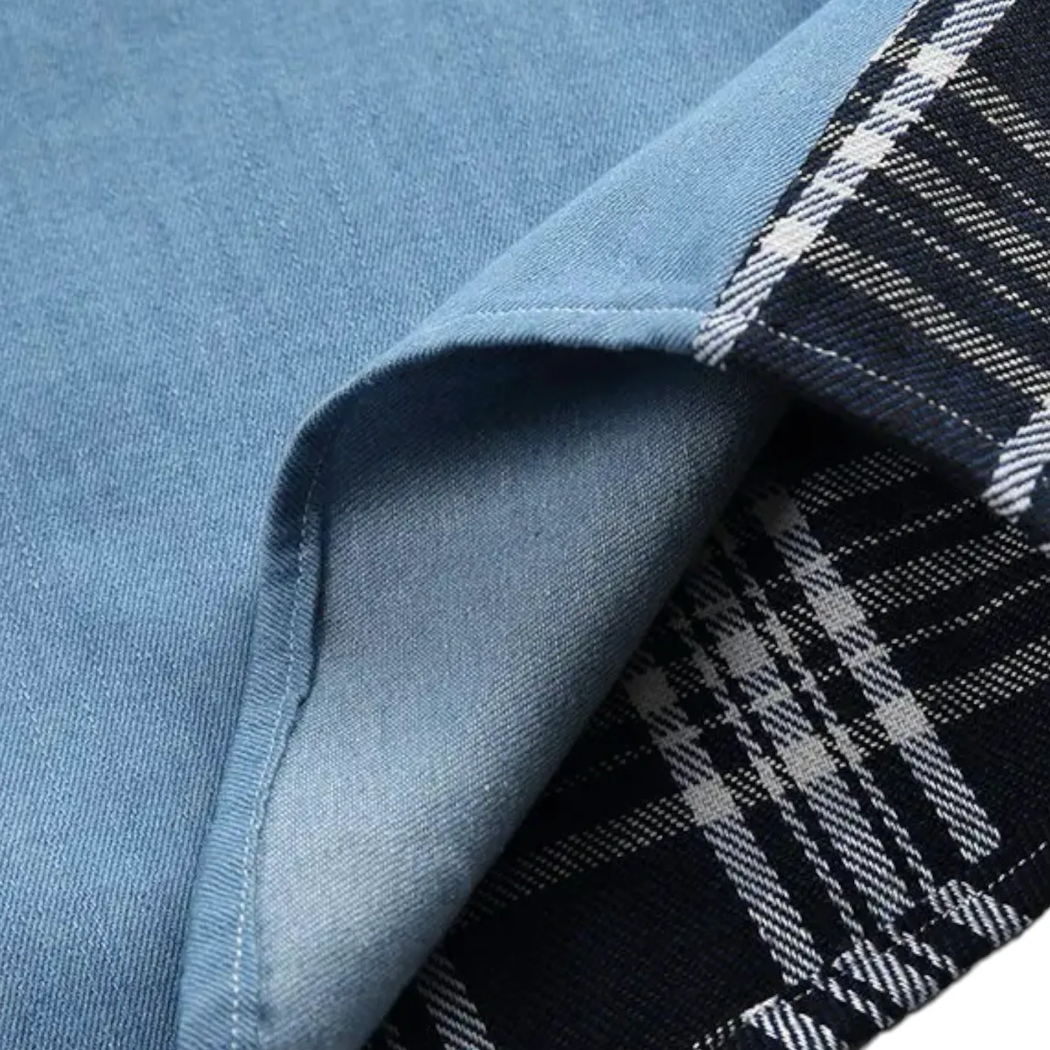 Loose fit chambray shirt with plaid back