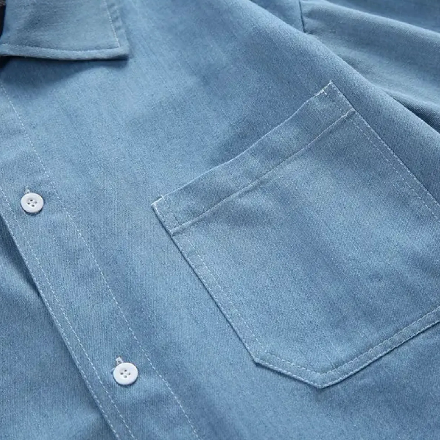 Loose fit chambray shirt with plaid back