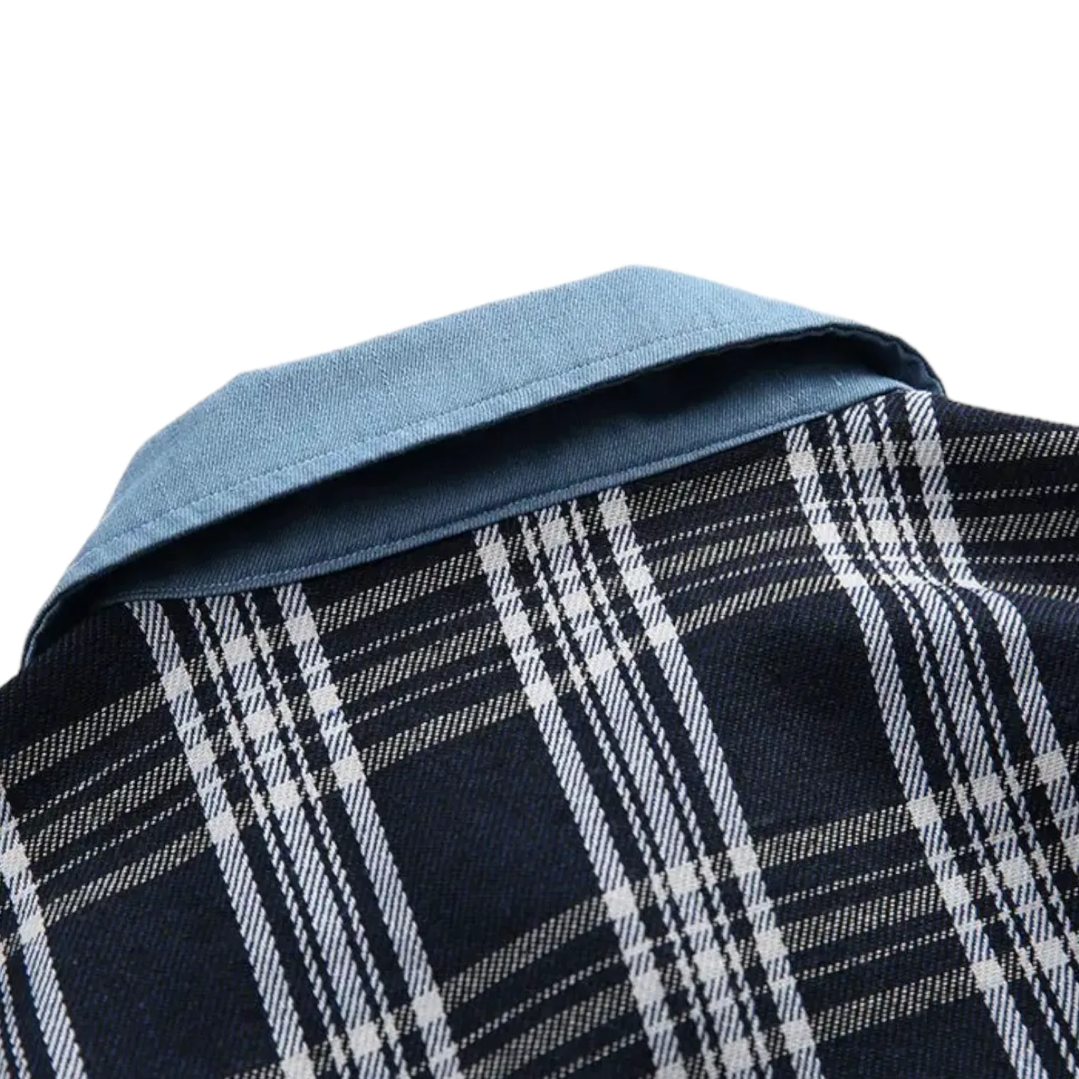 Loose fit chambray shirt with plaid back