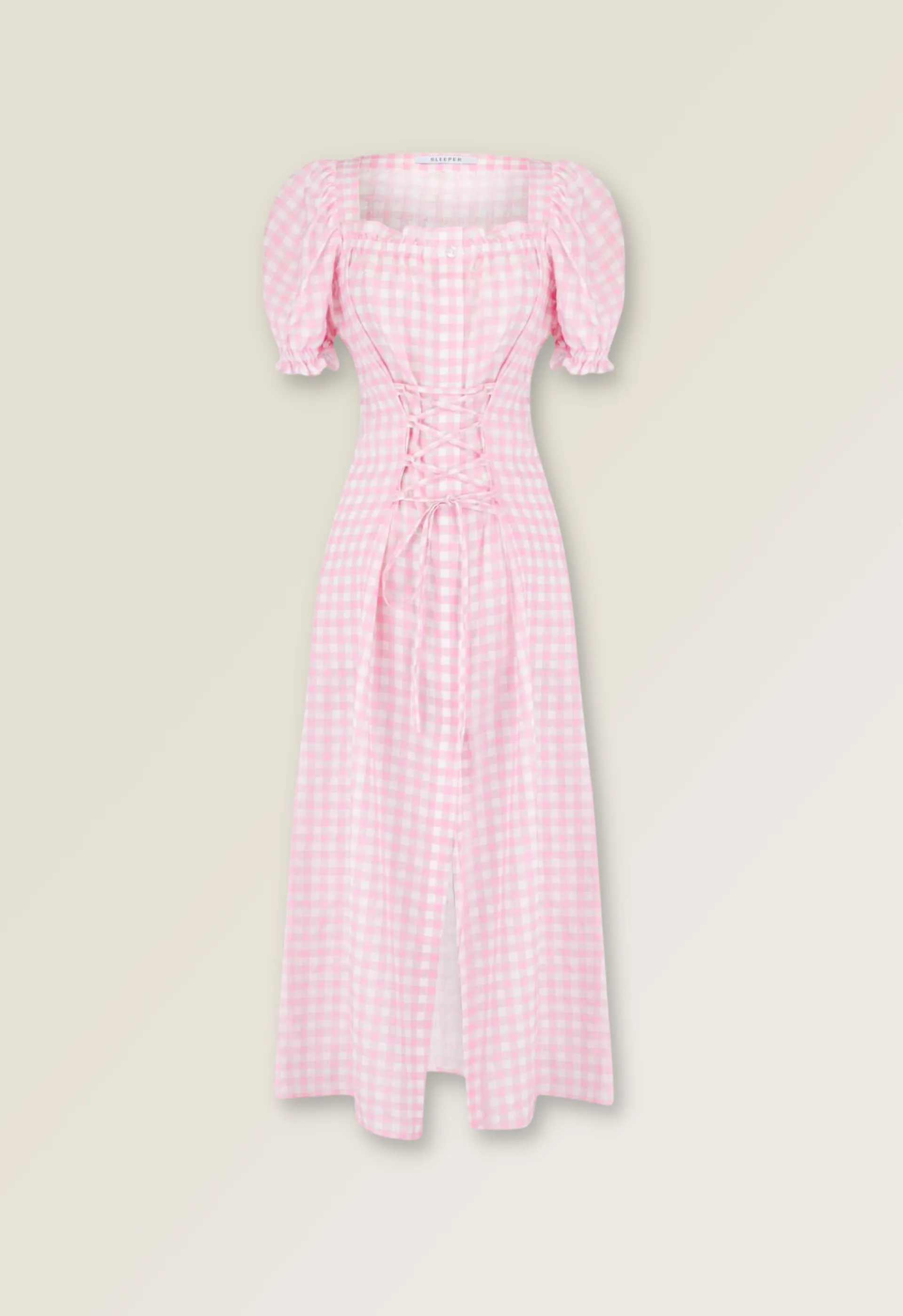 Marquise Linen Dress in Pink Vichy