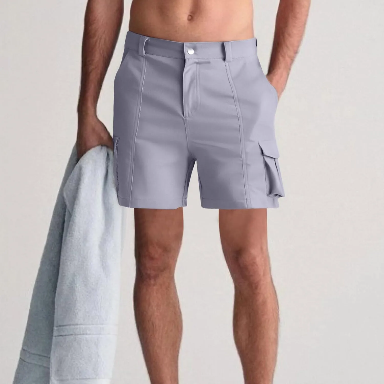 Mens Baggy Cargo Shorts Lightweight Summer Golf Chino Work Shorts Stretch Wasit Workout Hiking Shorts 6 Pockets