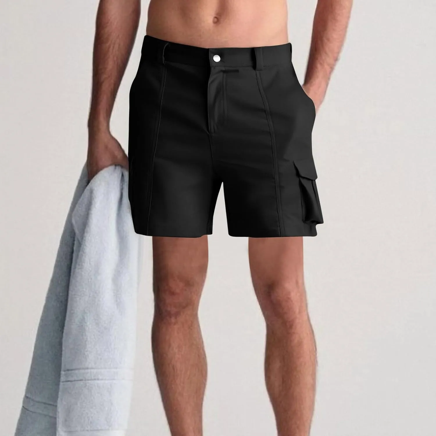 Mens Baggy Cargo Shorts Lightweight Summer Golf Chino Work Shorts Stretch Wasit Workout Hiking Shorts 6 Pockets