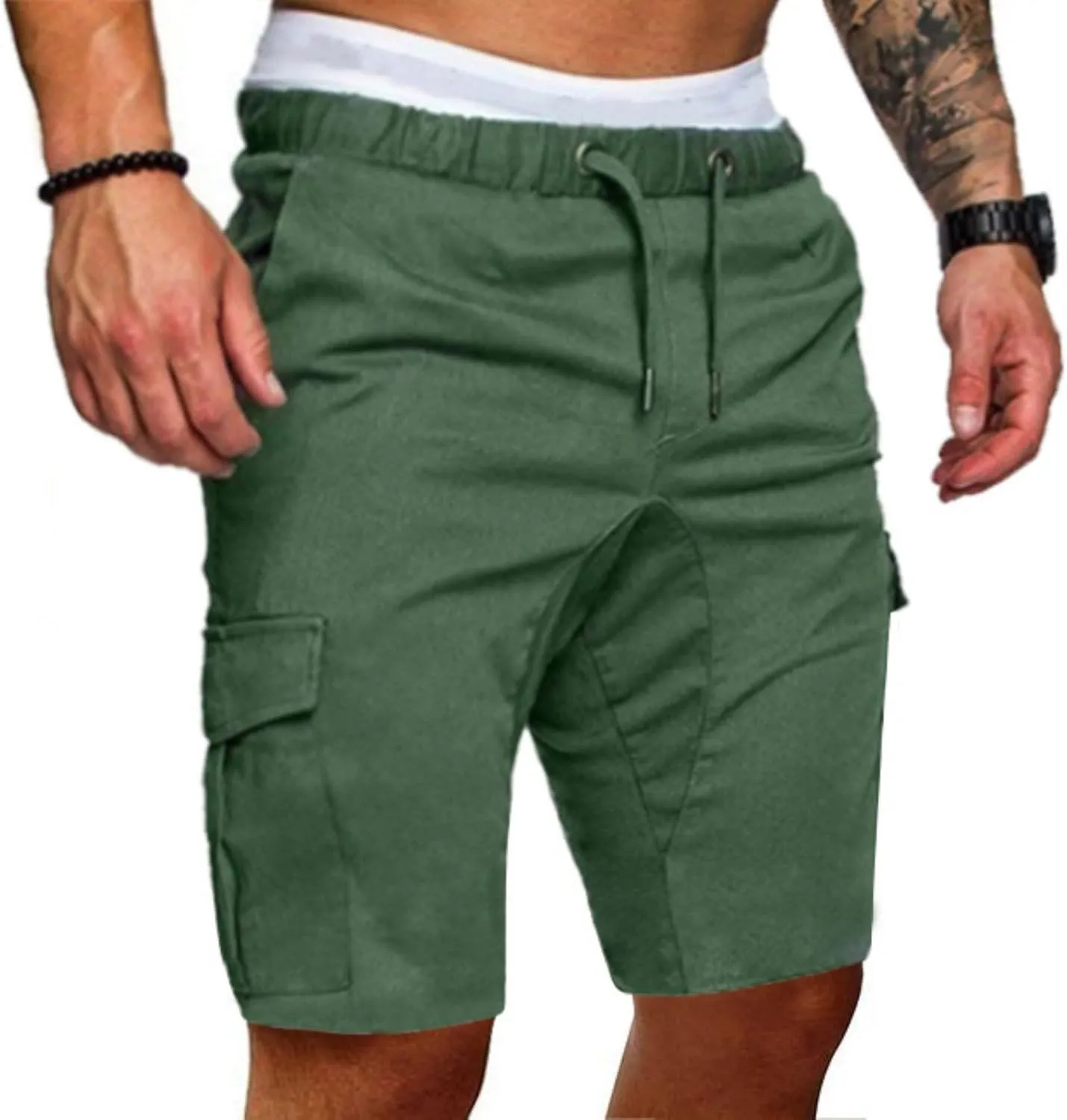 Mens Casual Cargo Shorts - Cotton Cozy Drawstring Stretch Summer Beach Shorts Twill Chino Short with Pockets