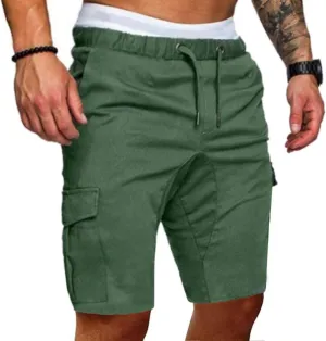Mens Casual Cargo Shorts - Cotton Cozy Drawstring Stretch Summer Beach Shorts Twill Chino Short with Pockets