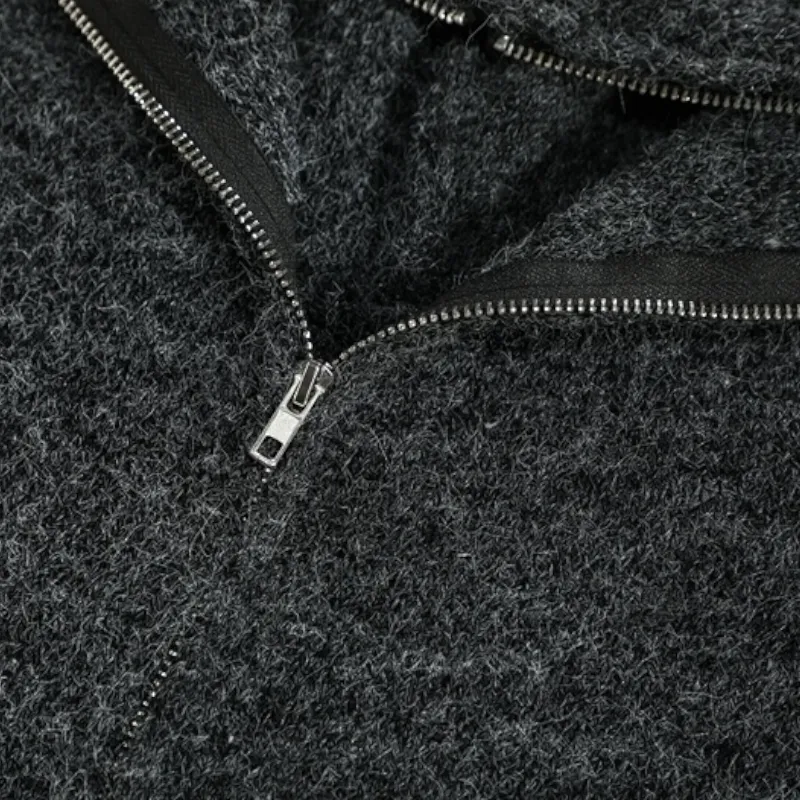 Mohair ski mask hooded cardigan