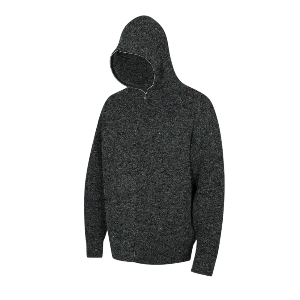 Mohair ski mask hooded cardigan