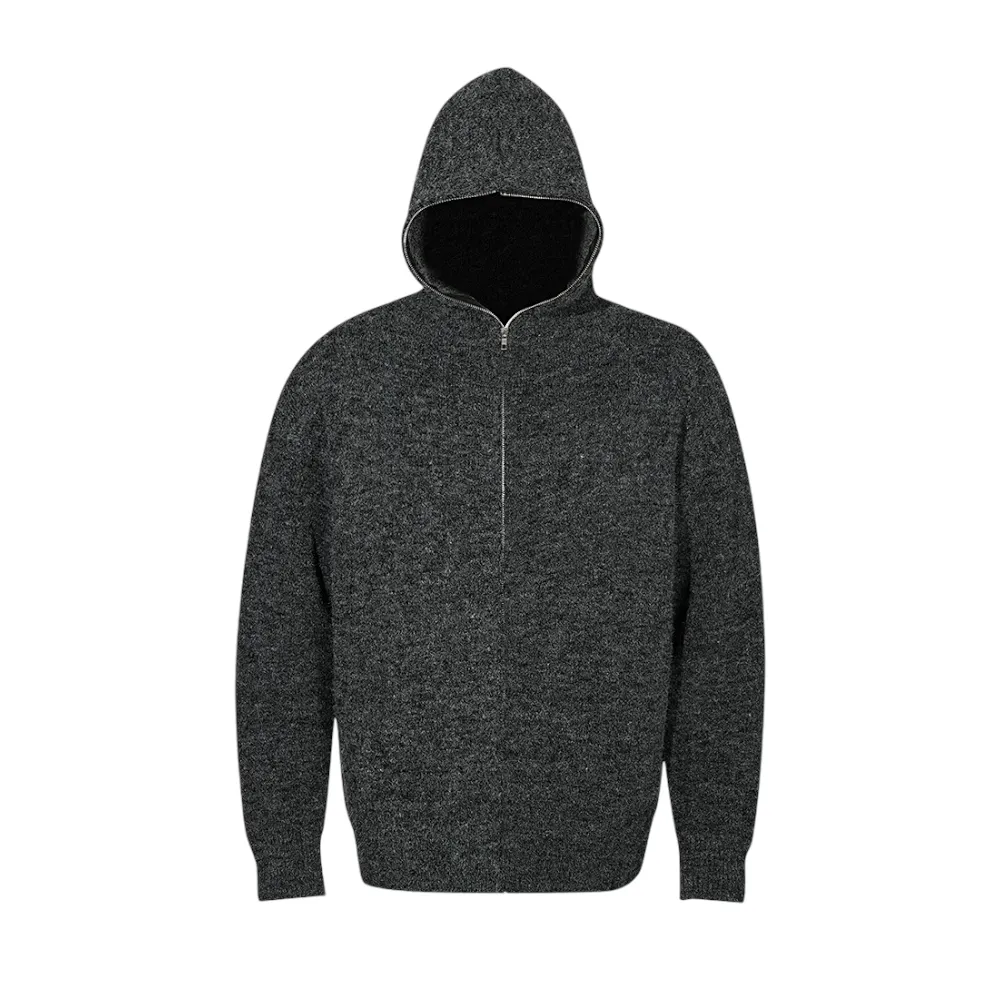 Mohair ski mask hooded cardigan