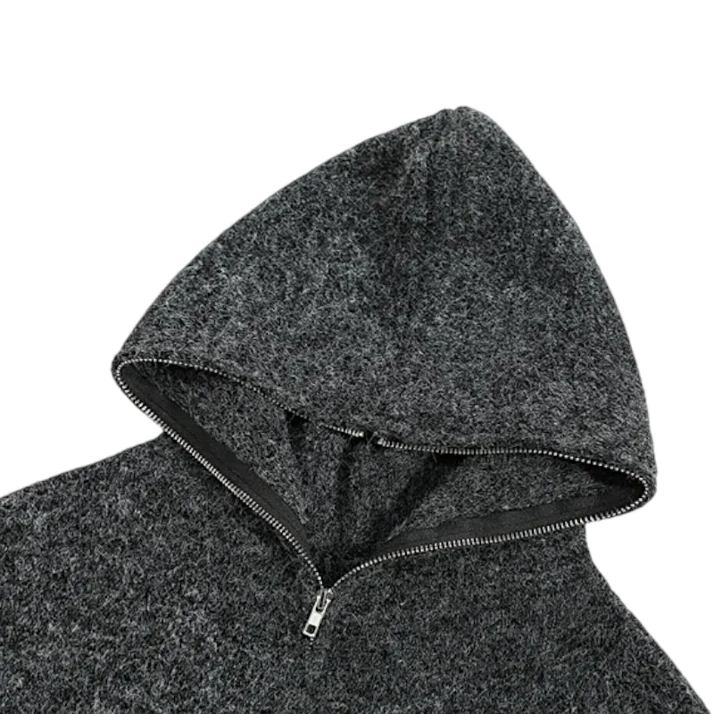 Mohair ski mask hooded cardigan